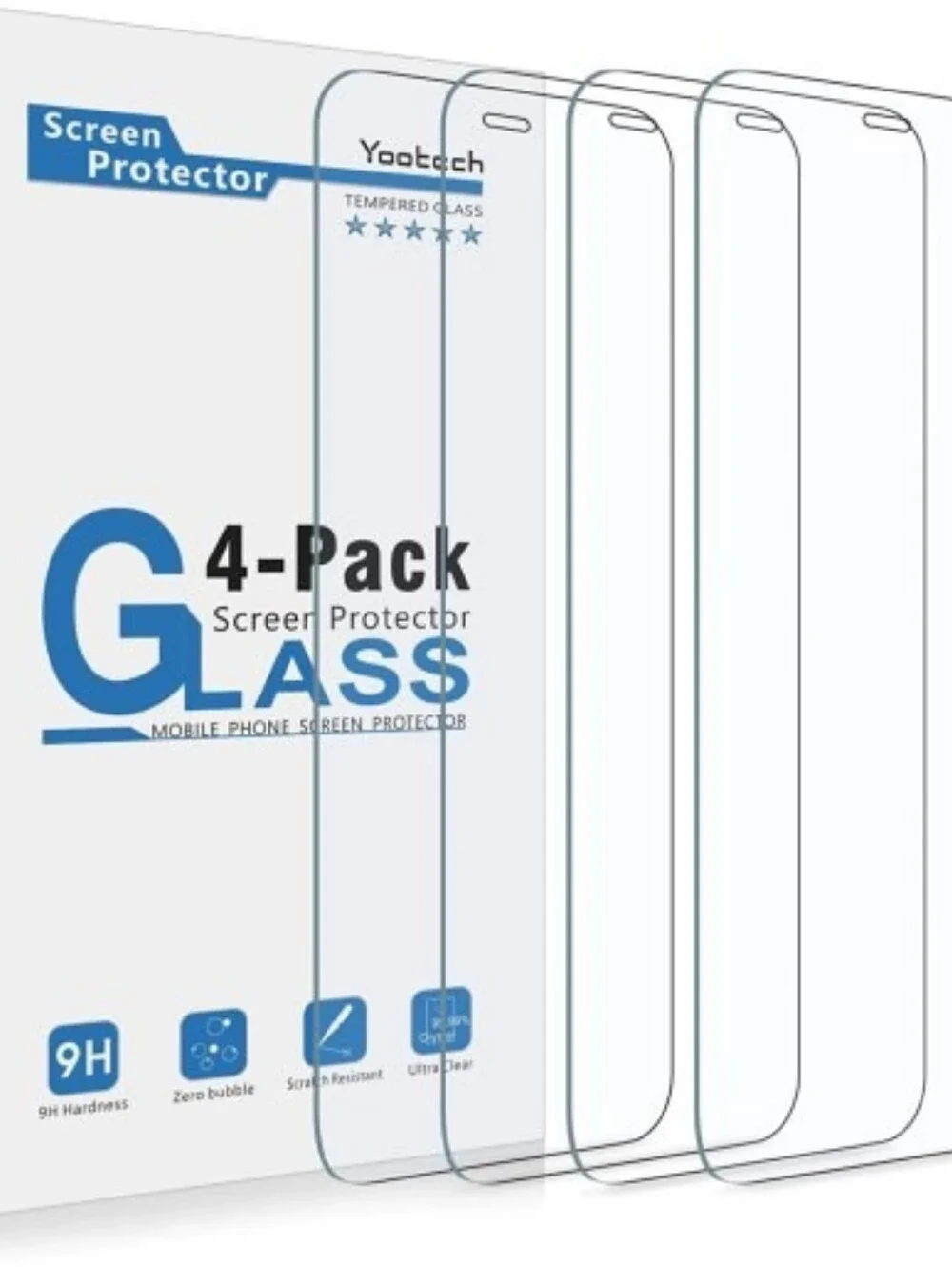 4pc Yootech iPhone 12 Mini Tempered Glass Screen Protectors